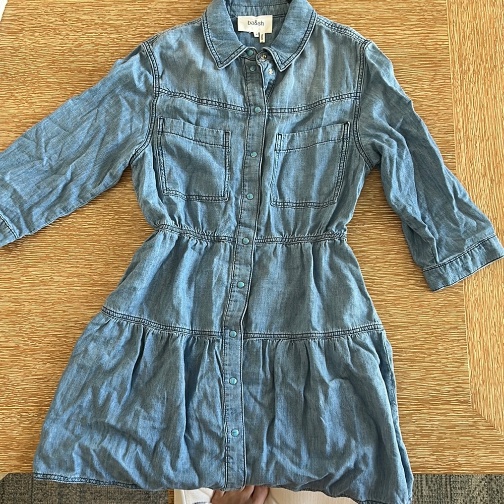 ba&sh Aquaria Denim Shirt Dress